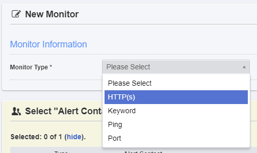 Select Monitor Type